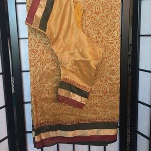 Silk cotton + jute saree with blouse